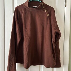 J. Crew Factory Brown Button-Detail Sweater